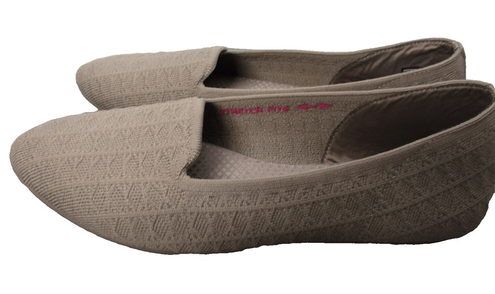 Skechers Cleo Brown/Taupe Knit Ballet Flats Slip On Shoes Womens Sz 9